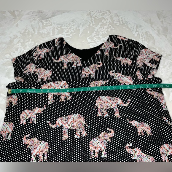 Chico's Black and White Polka Dot  Elephant Print Blouse XL - Picture 5 of 6